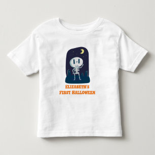 Eerste Halloween Cute Skeleton Cartoon Gepersonali Kinder Shirts
