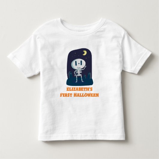 Eerste Halloween Cute Skeleton Cartoon Gepersonali Kinder Shirts (Voorkant)
