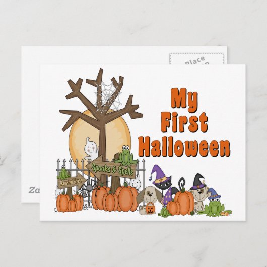 Eerste Halloween Cute & Spooky Briefkaart (Voorkant / Achterkant)