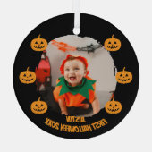 Eerste Halloween foto Glas Ornament (Achterkant)