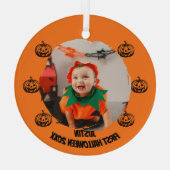 Eerste Halloween foto Glas Ornament (Achterkant)