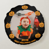Eerste Halloween foto Rond Kussen (Achterkant)