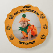 Eerste Halloween foto Rond Kussen (Achterkant)