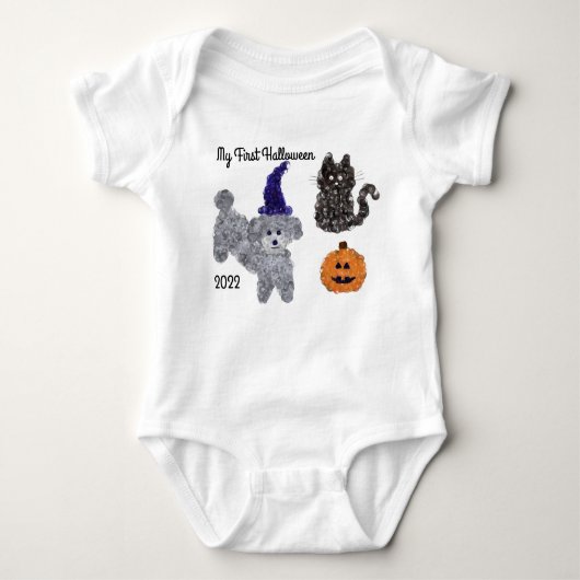 Eerste halloween Grey Podle #1 Baby Bodysuit (Voorkant)