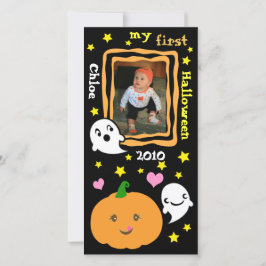 Eerste Halloween Kawaii Custom Photo Card Feestdagenkaart