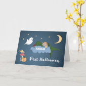 Eerste halloween-meisje dat slaapt op cloud person kaart (Gele Bloem)