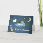 Eerste halloween-meisje dat slaapt op cloud person kaart (Voorkant)