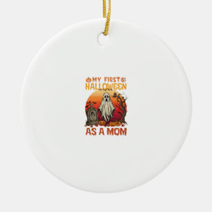 Eerste Halloween Moeder Geest Grafsteen Pompoen_1 Keramisch Ornament