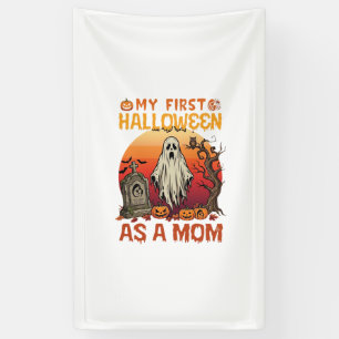 Eerste Halloween Moeder Geest Grafsteen Pompoen_1 Spandoek