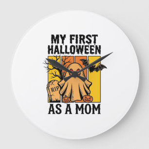 Eerste Halloween Moeder Shirt Vintage Geest Design Grote Klok