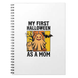 Eerste Halloween Moeder Shirt Vintage Ghost Design Notitieboek