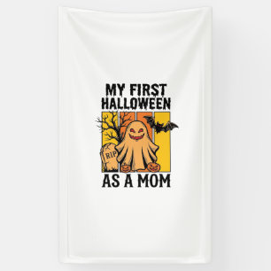 Eerste Halloween Moeder Shirt Vintage Spook Design Spandoek