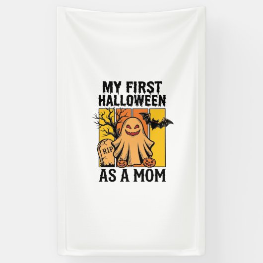 Eerste Halloween Moeder Shirt Vintage Spook Design Spandoek (Verticaal)