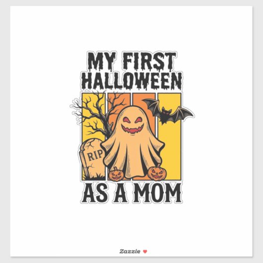 Eerste Halloween Moeder Shirt Vintage Spook Design Sticker (Vel)