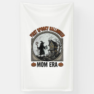 Eerste Halloween Moeder Vintage Gravure Geest Witc Spandoek