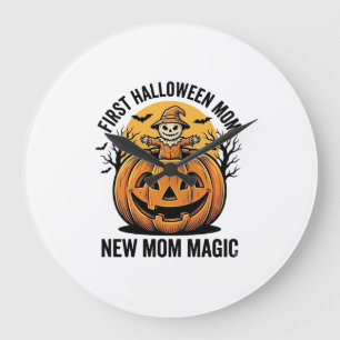 Eerste Halloween Moeder Vintage Pompoen Vleermuis  Grote Klok