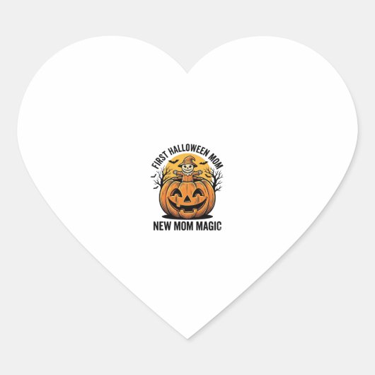 Eerste Halloween Moeder Vintage Pompoen Vleermuis Hart Sticker (Voorkant)