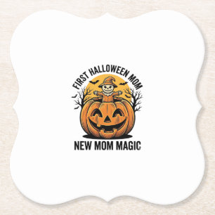 Eerste Halloween Moeder Vintage Pompoen Vleermuis  Kartonnen Onderzetters