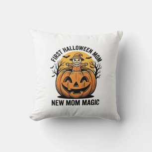 Eerste Halloween Moeder Vintage Pompoen Vleermuis  Kussen