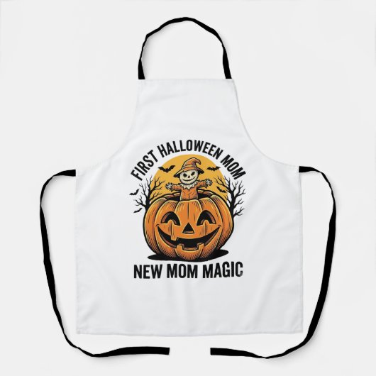 Eerste Halloween Moeder Vintage Pompoen Vleermuis Schort (Voorkant)