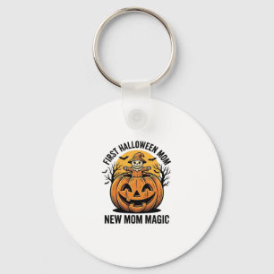 Eerste Halloween Moeder Vintage Pompoen Vleermuis Sleutelhanger