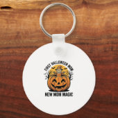 Eerste Halloween Moeder Vintage Pompoen Vleermuis Sleutelhanger (Voorkant)