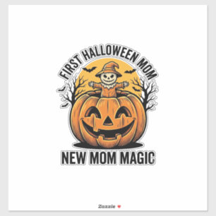 Eerste Halloween Moeder Vintage Pompoen Vleermuis  Sticker