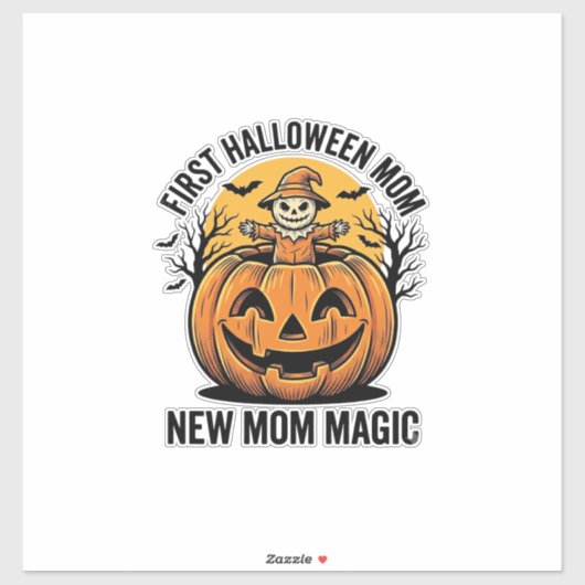 Eerste Halloween Moeder Vintage Pompoen Vleermuis Sticker (Vel)