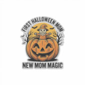 Eerste Halloween Moeder Vintage Pompoen Vleermuis Sticker (Voorkant)