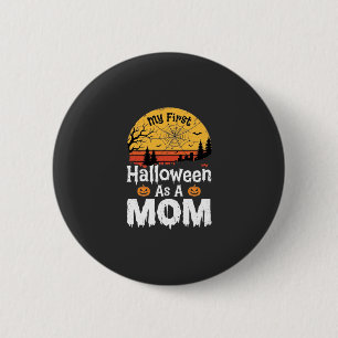 Eerste Halloween Moeder Vintage Zonsondergang Ontw Ronde Button 5,7 Cm