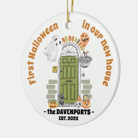 Eerste Halloween nieuwe thuisfamilie Keramisch Ornament (Links)