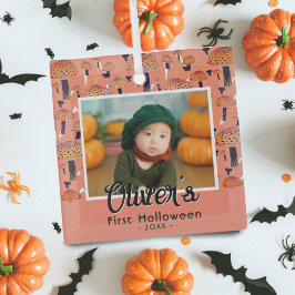 Eerste Halloween Oranje paddenstoel Herfst Foto Glas Ornament