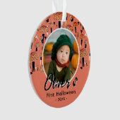 Eerste Halloween Oranje paddenstoel Herfst Foto Ornament (voorkant)