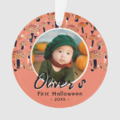 Eerste Halloween Oranje paddenstoel Herfst Foto Ornament (voorkant)