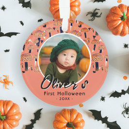 Eerste Halloween Oranje paddenstoel Herfst Foto Ornament