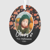 Eerste Halloween Oranje paddenstoel Herfst Foto Ornament (voorkant)