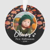 Eerste Halloween Oranje paddenstoel Herfst Foto Ornament (voorkant)