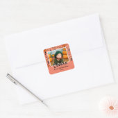Eerste Halloween Oranje paddenstoel Herfst Foto Vierkante Sticker (Envelop)