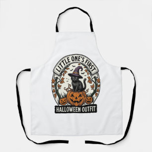 Eerste Halloween Outfit Vintage Zwarte Kat Pompoen Schort