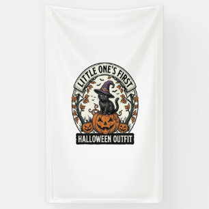 Eerste Halloween-outfit vintage zwarte kat pompoen Spandoek