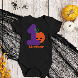 Eerste Halloween Paars Oranje Persoonlijk Romper
