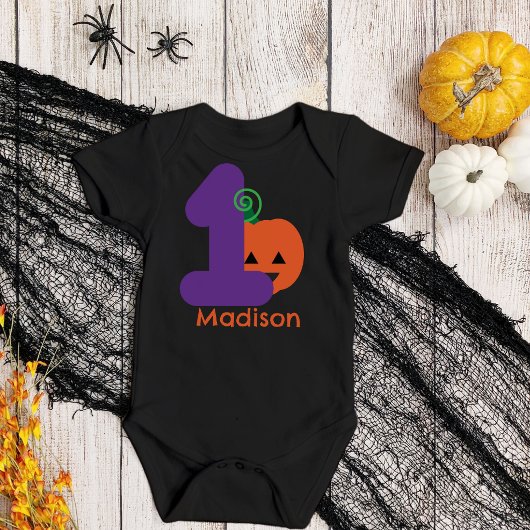Eerste Halloween Paars Oranje Persoonlijk Romper