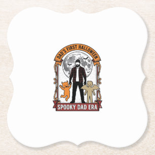 Eerste Halloween papa shirt vintage griezelige fam Kartonnen Onderzetters