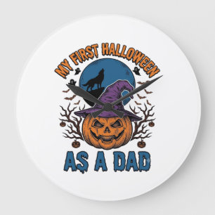 Eerste Halloween papa vintage pompoen wolf shirt_1 Grote Klok