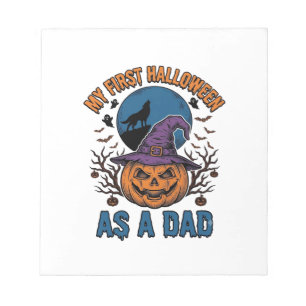 Eerste Halloween papa vintage pompoen wolf shirt_1 Notitieblok