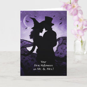 Eerste Halloween Passen getrouwd Schattigee heks Kaart