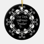 Eerste Halloween samen schedel krans Keramisch Ornament (Voorkant)