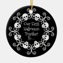 Eerste Halloween samen schedel krans Keramisch Ornament