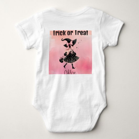 Eerste Halloween Schattige Kleine Heks  Trick or T Romper (Achterkant)