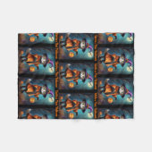 Eerste Halloween Schattigee Heksenkat Voeg Baby na Fleece Deken (Voorkant (Horizontaal))